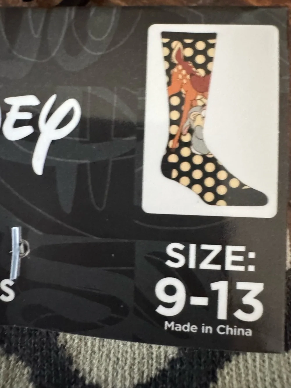 Disney Men’s Bambi Crew Socks - Gray, Cream & Brown